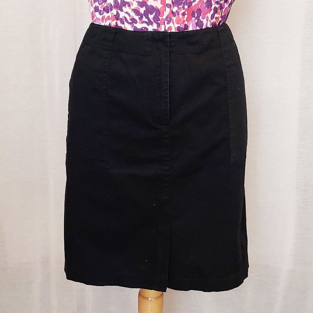 Black Stretch Twill Cargo Mini Skirt by Kay Unger